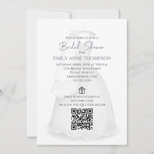 Vrijgezellenfeest Bride Wedding  Gown QR Code Kaart (Voorkant)