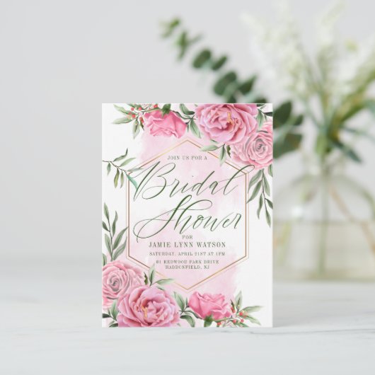 Vrijgezellenfeest | BRIEFKAART  WATERVERF ROZEN (Staand voorkant)