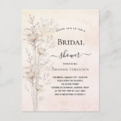 Vrijgezellenfeest bruid crème wilde bloemen boho uitnodiging briefkaart (Voorkant)