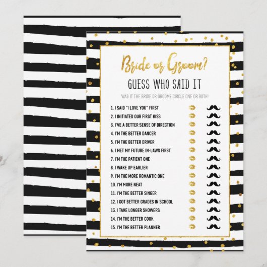 Vrijgezellenfeest bruid of bruidegom spel | Gouden Kaart (Voorkant / Achterkant)