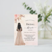 Vrijgezellenfeest bruid roos gouden pampas boho uitnodiging briefkaart (Staand voorkant)