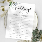 Vrijgezellenfeest bruiloft A-Z spel Kaart