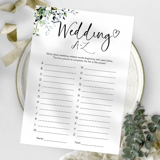 Vrijgezellenfeest bruiloft A-Z spel Kaart