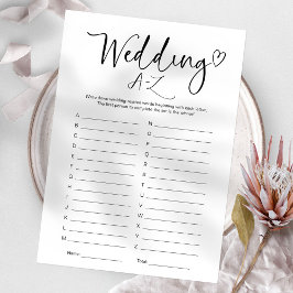 Vrijgezellenfeest bruiloft A-Z spel Kaart