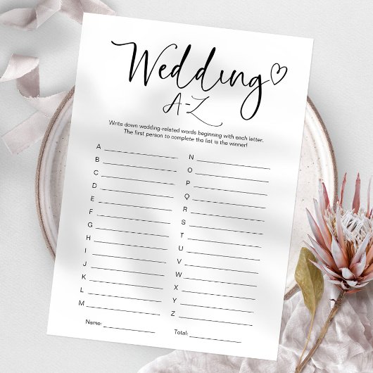 Vrijgezellenfeest bruiloft A-Z spel Kaart
