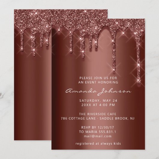 Vrijgezellenfeest bruiloft Birthday Bruin Glitter  Kaart (Voorkant / Achterkant)