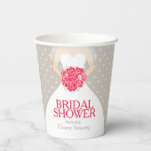 Vrijgezellenfeest bruiloft jurk rode roodbekertjes papieren bekers (Achterkant)