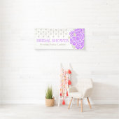 Vrijgezellenfeest bruiloft paarse posy naam banner (Insitu)