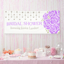 Vrijgezellenfeest bruiloft paarse posy naam banner