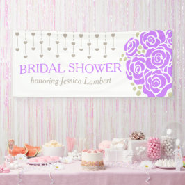 Vrijgezellenfeest bruiloft paarse posy naam banner