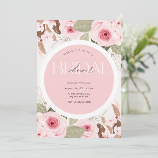 Vrijgezellenfeest Bruiloft roze bloemen Kaart (Staand voorkant)