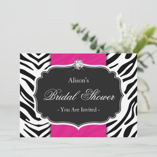 Vrijgezellenfeest bruiloft Shower Zebra Print Hot Kaart (Staand voorkant)