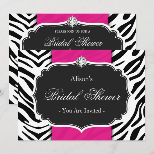 Vrijgezellenfeest bruiloft Shower Zebra Print Hot  Kaart (Voorkant / Achterkant)