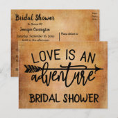 Vrijgezellenfeest Bruin Grunge Boho Wedding Uitnodiging Briefkaart (Voorkant / Achterkant)