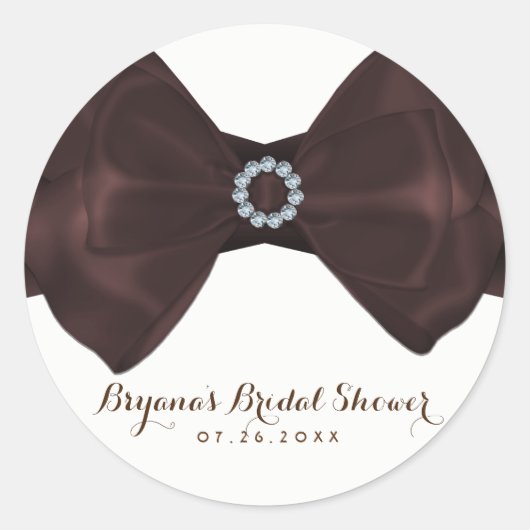 Vrijgezellenfeest bruin lint en diamanten Elegant  Ronde Sticker (Voorkant)