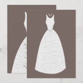 Vrijgezellenfeest Bruin Witte Trouwjurk Uitnodigin Kaart (Voorkant / Achterkant)