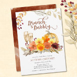 Vrijgezellenfeest Brunch and Bubble Autumn Flowers Kaart<br><div class="desc">Brunch en Bubbel brudal doucheuitnodiging - perfect voor herfst,  pompoenseizoen en Thanksgiving. In het ontwerp van de waterverf staan herfstbladeren,  bloemen en pompoen in warme,  aarze kleuren. Eenvoudig te bewerken voor andere gelegenheden,  zoals een douche voor paren of een trouwdouche.</div>