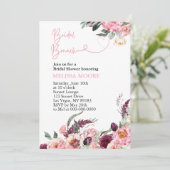 Vrijgezellenfeest Brunch Boho Roze Bourgondië Pioe Kaart (Staand voorkant)