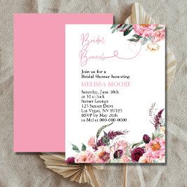 Vrijgezellenfeest Brunch Boho Roze Bourgondië Pioe Kaart