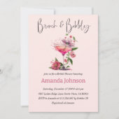 Vrijgezellenfeest Brunch & Bubble Blush Pink Flowe Kaart (Voorkant)
