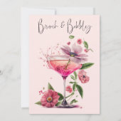 Vrijgezellenfeest Brunch & Bubble Blush Pink Flowe Kaart (Achterkant)