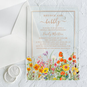 Vrijgezellenfeest Brunch & Bubble Boho Wild Flower Acryl Uitnodigingen