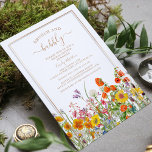 Vrijgezellenfeest Brunch & Bubble Boho Wild Flower Kaart<br><div class="desc">Budget Brunch & Bubble Boho Country Wild Flowers Bridal Shower Invitations kenmerkt landbloemen in oranje, geel, paars en roze op een witte achtergrond met uw Bridal Shower Invitation information. Perfect voor uw speciale Bride om viering met moderne botanische bloemen en elegante manuscripttypografie te zijn. Personaliseer door de tekst in de...</div>