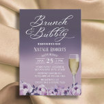 Vrijgezellenfeest Brunch Bubble Elegant Paars Flor Kaart<br><div class="desc">Vrijgezellenfeest Brunch & Bubble Elegant Paarse Floral Invitations.</div>