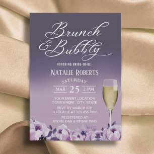 Vrijgezellenfeest Brunch Bubble Elegant Paars Flor Kaart