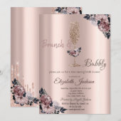 Vrijgezellenfeest Brunch & Bubble Floral Drift Kaart (Voorkant / Achterkant)