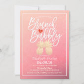 Vrijgezellenfeest Brunch Bubble Gold Pineapple Cou Kaart (Voorkant)