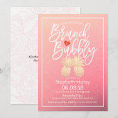 Vrijgezellenfeest Brunch Bubble Gold Pineapple Cou Kaart (Voorkant / Achterkant)