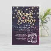 Vrijgezellenfeest Brunch Bubble Mason Jar Paars Li Kaart (Staand voorkant)