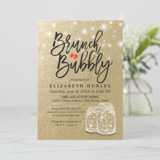 Vrijgezellenfeest Brunch Bubble Mason Jar String L Kaart (Staand voorkant)