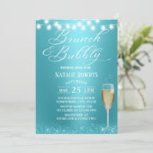 Vrijgezellenfeest Brunch & Bubble Modern Turquoise Kaart (Staand voorkant)