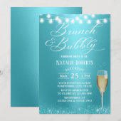 Vrijgezellenfeest Brunch & Bubble Modern Turquoise Kaart (Voorkant / Achterkant)