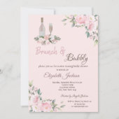 Vrijgezellenfeest Brunch & Bubble Pink Flowers Kaart (Voorkant)