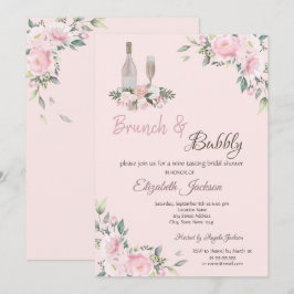 Vrijgezellenfeest Brunch & Bubble Pink Flowers Kaart
