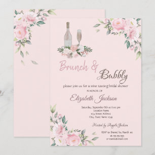 Vrijgezellenfeest Brunch & Bubble Pink Flowers Kaart