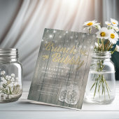 Vrijgezellenfeest Brunch Bubble Rustic Wood Mason  Kaart