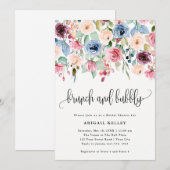 Vrijgezellenfeest Brunch & Bubble Waterverf Flower Kaart (Voorkant / Achterkant)