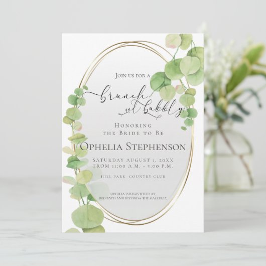 VRIJGEZELLENFEEST | Brunch en bubbelige eucalyptus Kaart (Staand voorkant)