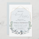 VRIJGEZELLENFEEST | Brunch en Bubble Dusty Blue Fl Kaart (Voorkant / Achterkant)