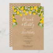 Vrijgezellenfeest Brunch en Bubble Rustic Lemons Kaart (Voorkant / Achterkant)