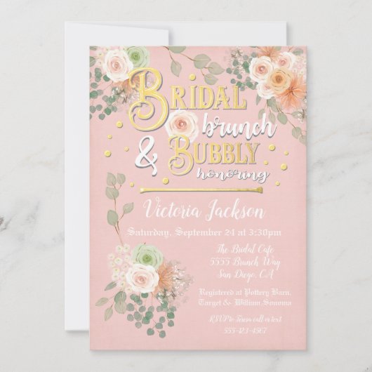 Vrijgezellenfeest Brunch en Bubbly uitnodiging (Voorkant)