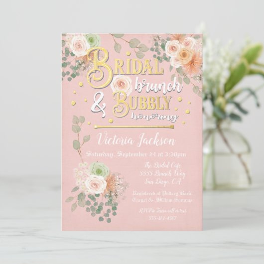 Vrijgezellenfeest Brunch en Bubbly uitnodiging (Staand voorkant)