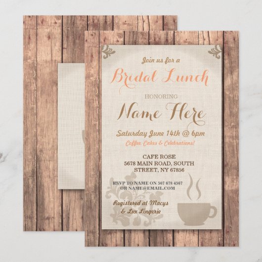 Vrijgezellenfeest Brunch Friends Coffee Lunch Invi Kaart (Voorkant / Achterkant)