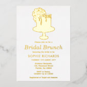 Vrijgezellenfeest Brunch Gold Cake Luncheon Folie Uitnodiging (Voorkant)