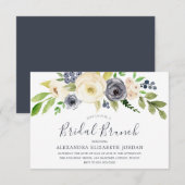 Vrijgezellenfeest Brunch, Navy & Champagne Flowers Kaart (Voorkant / Achterkant)