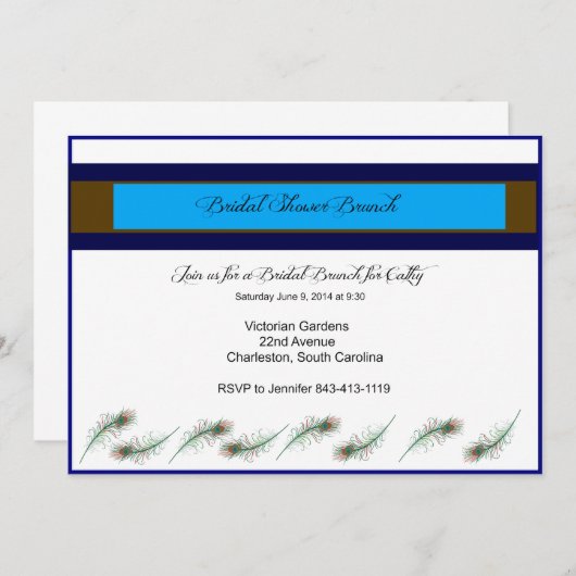 vrijgezellenfeest Brunch Peacock Uitnodiging (Voorkant / Achterkant)